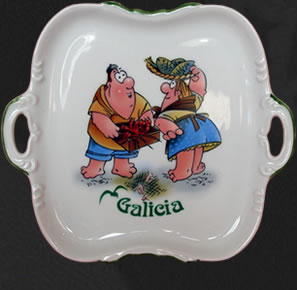 Bandeja cuadrada en porcelana Galicia