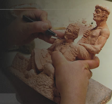 Modelling a rural couple in clay