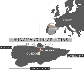 Esquema localizacin Lugones en Asturias